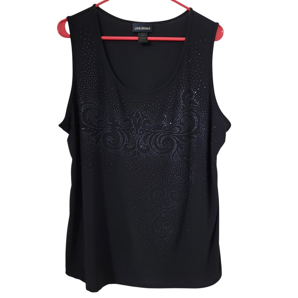 Lane Bryant Size 18/20 Black Beaded Sleeveless Top/Tank. Exc. Used Condition